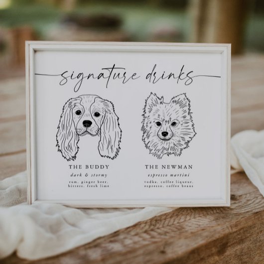 Hunde-Signatur-Getränke Hochzeitstiefel Bar-Zeiche Poster