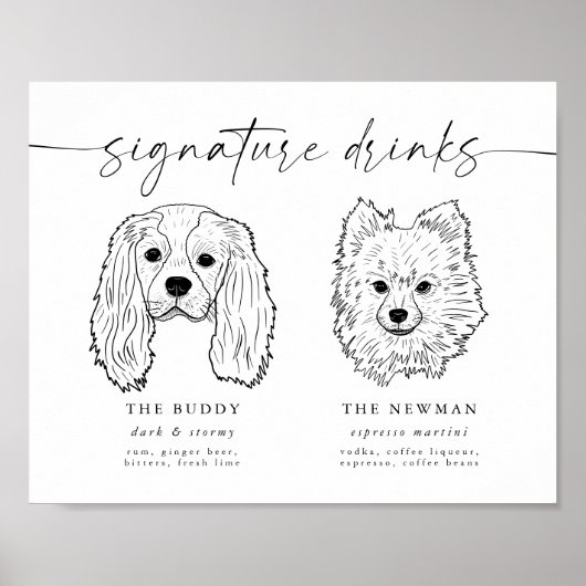 Hunde-Signatur-Getränke Hochzeitstiefel Bar-Zeiche Poster (Vorne)