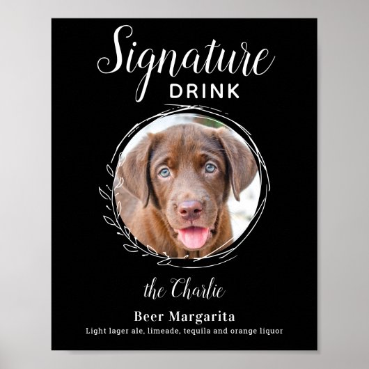 Hunde Signature Drink Moderne Black Pet Hochzeit B Poster (Vorne)