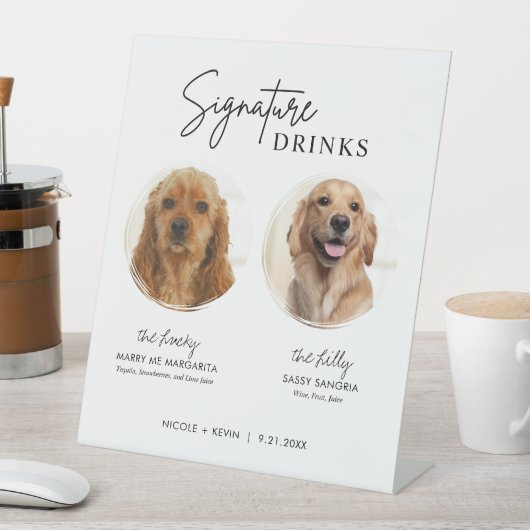 Hunde Signature Drinks Unterschreiben Hochzeitszei Sockelschild (In Situ)