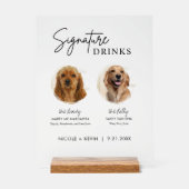 Hunde Signature Drinks Zeichen Hochzeit Bar akryll Acrylschild (Vorderseite)