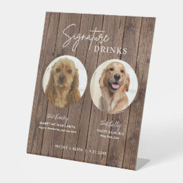 Hunde Signature Drinks Zeichen rustikale Hochzeits Sockelschild
