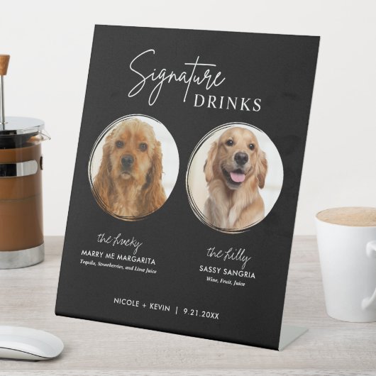 Hunde Signature Drinks Zeichen Schwarze Hochzeit B Sockelschild (In Situ)