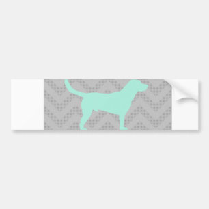 Hunde-Silhouette in Mint auf Zickzack Zigzag-Muste Autoaufkleber