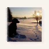 Hunde-Silhouette in Snowy Landschaft Notizblock (Vorderseite)