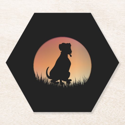 Hunde Silhouette Sunset Untersetzer (Vorderseite)
