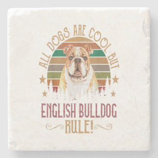 Hunde sind Cool, aber English Bulldog Curs Rule Fu Steinuntersetzer