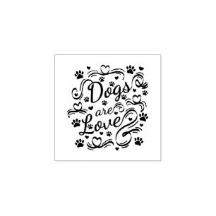 Hunde sind Liebe Pfote und Herzen Typografie Haust Gummistempel