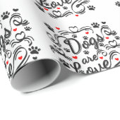 Hunde sind Liebe-Schwarzpasten und Rotkarpfen-Typo Geschenkpapier (Rolleneckpunkt)