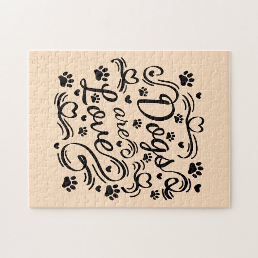 Hunde sind Lieben und Herztypografie Puzzle (Horizontal)