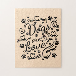 Hunde sind Lieben und Herztypografie Puzzle
