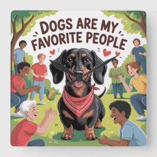 Hunde sind meine Lieblingsmenschen Quadratische Wanduhr