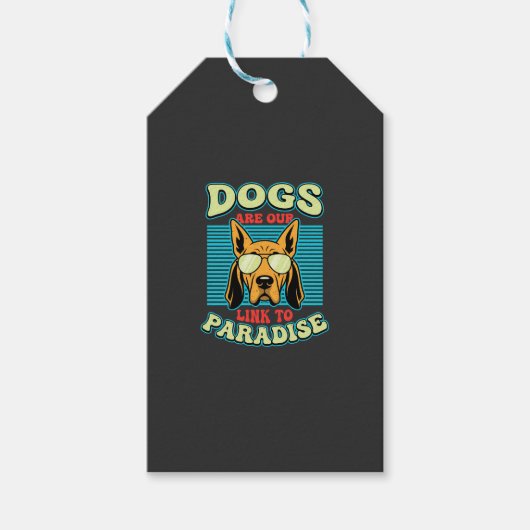 Hunde sind unser Bindeglied zur Paradies-Retro-Vek Geschenkanhänger (Vorderseite)