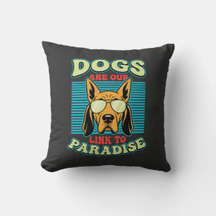 Hunde sind unser Bindeglied zur Paradies-Retro-Vek Kissen