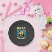 Hunde sind unser Bindeglied zur Paradies-Retro-Vek Pappteller (Party)