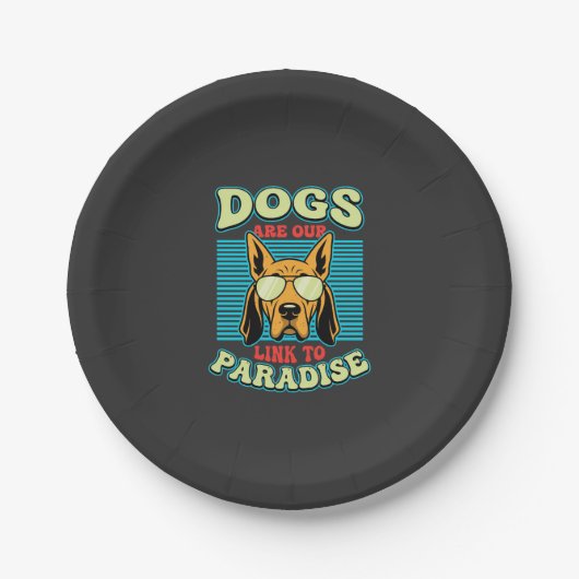 Hunde sind unser Bindeglied zur Paradies-Retro-Vek Pappteller (Vorderseite)