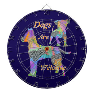 Hunde sind willkommen dunkelblau dartscheibe