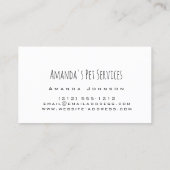 Hunde Sitter Cat Sitter Pet Services wachsen Visitenkarte (Rückseite)