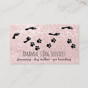 Hunde-Sitter-Haustiere-Dienste mit Paw-Pfad rosa Visitenkarte
