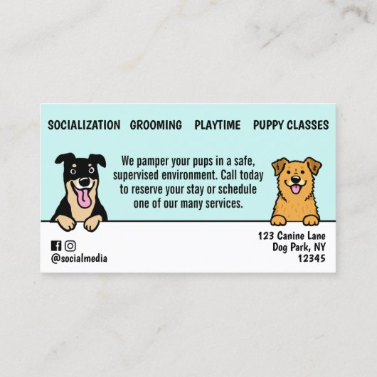 Hunde Sitter Haustiere Sitzende Cartoon Niedlich P Visitenkarte (Rückseite)