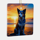Hunde sitzen am Ocean Beach bei Sunset Keramikornament (Rechts)