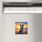 Hunde sitzen am Ocean Beach bei Sunset Magnet (In Situ (Geschirrspüler))