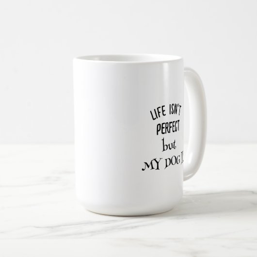 Hunde sitzen am Ocean Beach bei Sunset mit Zitat Kaffeetasse (VorderseiteRechts)