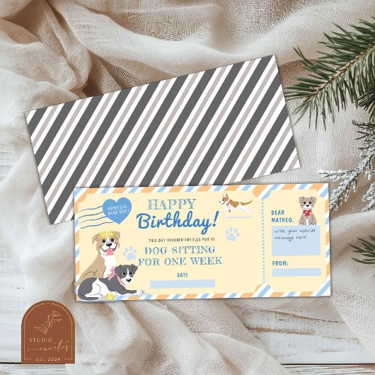 Hunde sitzen Geburtstagsgeschenkgutschein