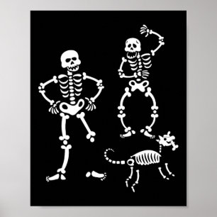 Hunde Skeleton, die Halloween-Kostüm-Party laufen Poster
