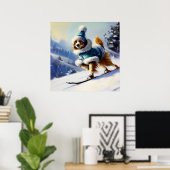 Hunde Skiing Poster (Heimbüro)