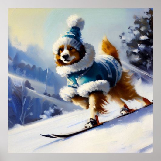 Hunde Skiing Poster (Vorne)