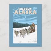 Hunde-Sledding-Szene - Cordova, Alaska Postkarte (Vorderseite)