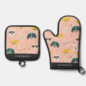 Hunde Sonnenbrille Brillen Ofenhandschuh & Topflappen-Set (Vorderseite)