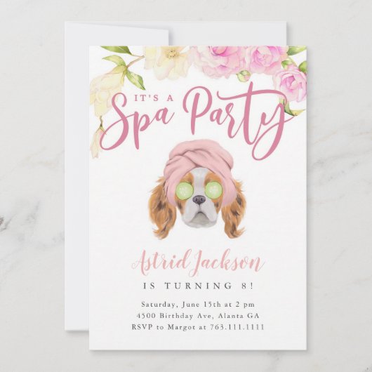 Hunde-Spa-Party Mädchen-Geburtstag Einladung (Vorderseite)