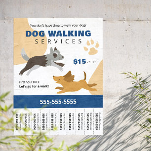 Hunde-Spaziergang-Service Geschäftsabriss Flyer