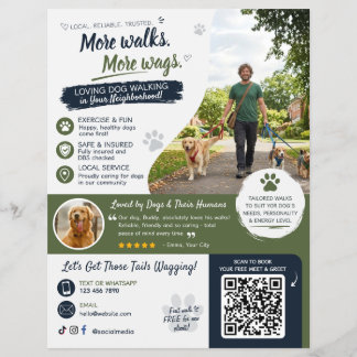 Hunde-Spaziergang-Tiersitting-Geschäfts-Flyer QR-C Flyer