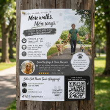 Hunde-Spaziergang-Tiersitting-Geschäftsflyer QR-Co