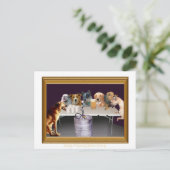 Hunde spielen Bierpong Postkarte (Stehend Vorderseite)