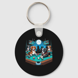 Hunde spielen Billard Billard 8 Ball Schlüsselanhänger