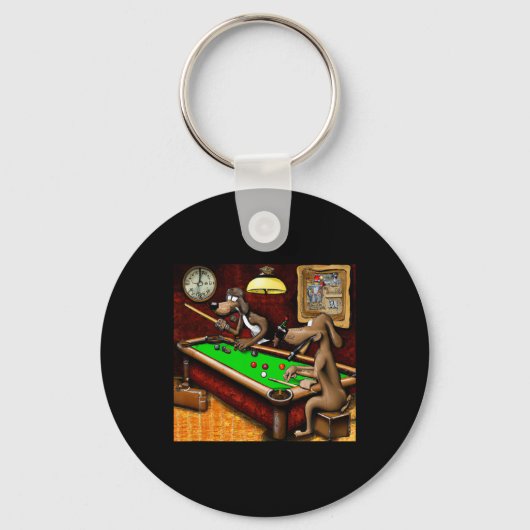 Hunde spielen Billard Schlüsselanhänger (Vorderseite)