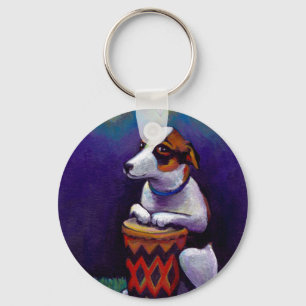 Hunde spielen Bongo Drum Spaß Original Drum Art Schlüsselanhänger