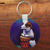 Hunde spielen Bongo Drum Spaß Original Drum Art Schlüsselanhänger (Vorderseite)