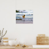 Hunde spielen im Ozean Poster (Küche)