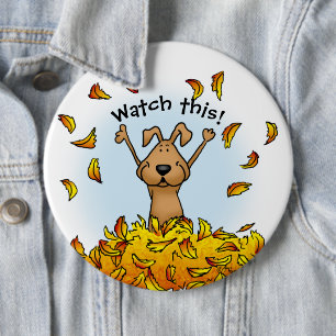 Hunde spielen in einem Pile von Herbstlauben - Spa Button