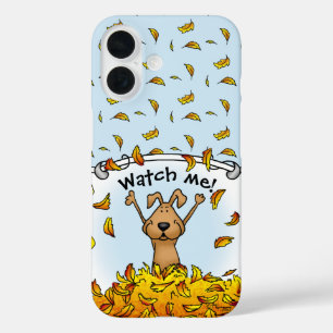 Hunde spielen in einem Pile von Herbstlauben - Spa iPhone 16 Hülle