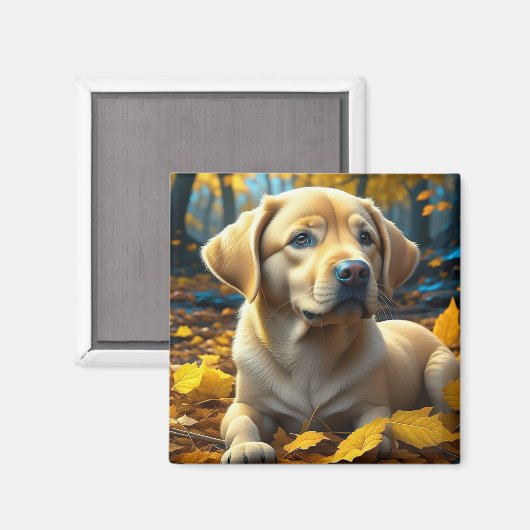 Hunde spielen in Herbstlauben Magnet (Vorderseite/Rückseite)