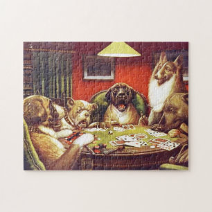 Hunde spielen Karten Puzzle