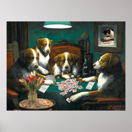 Hunde spielen Mah Jongg Poster (Vorne)