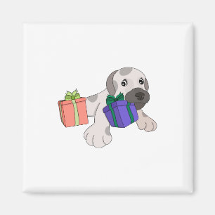 Hunde Spielen mit Geschenkboxen Magnet