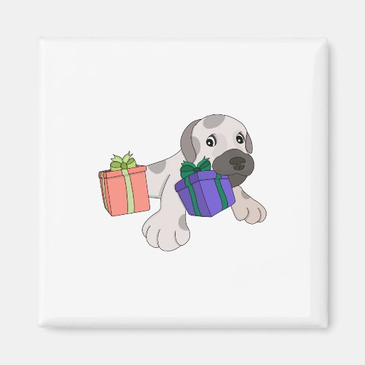 Hunde Spielen mit Geschenkboxen Magnet (Vorne)